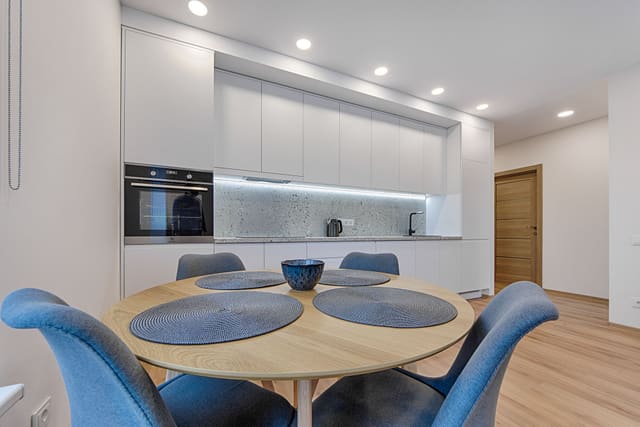 LED downlights in a bright modern kitchen